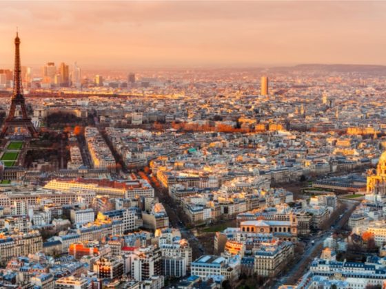 vue aerienne paris crepuscule