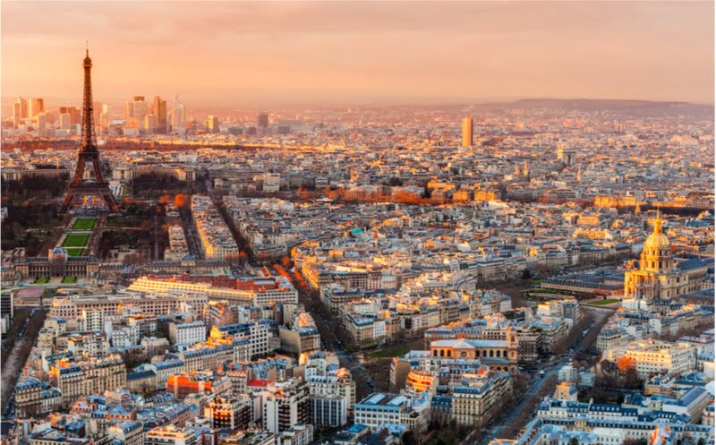 vue aerienne paris crepuscule